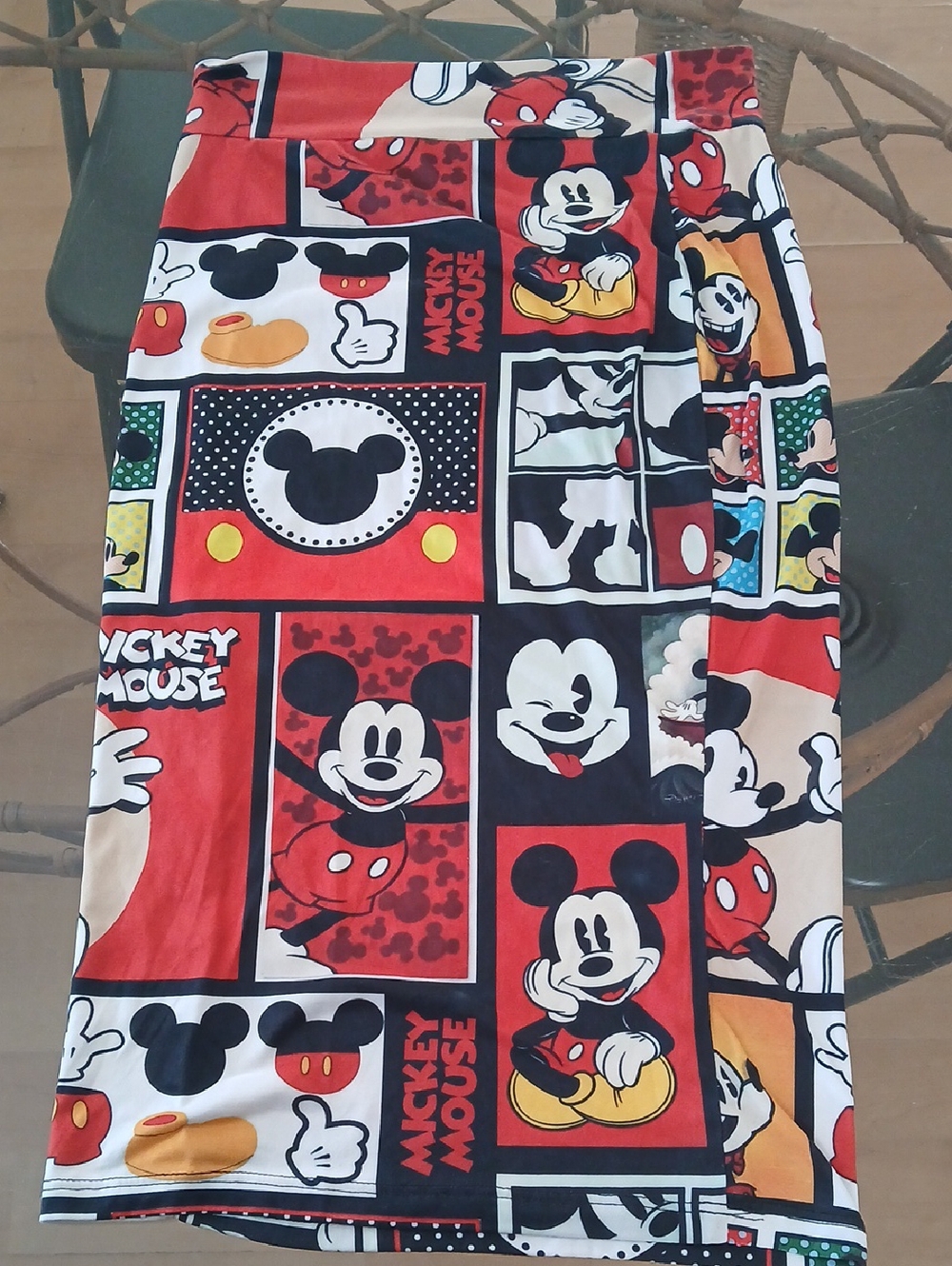 Mickey Mouse Panel Print Pencil Skirt - Red, Black, White